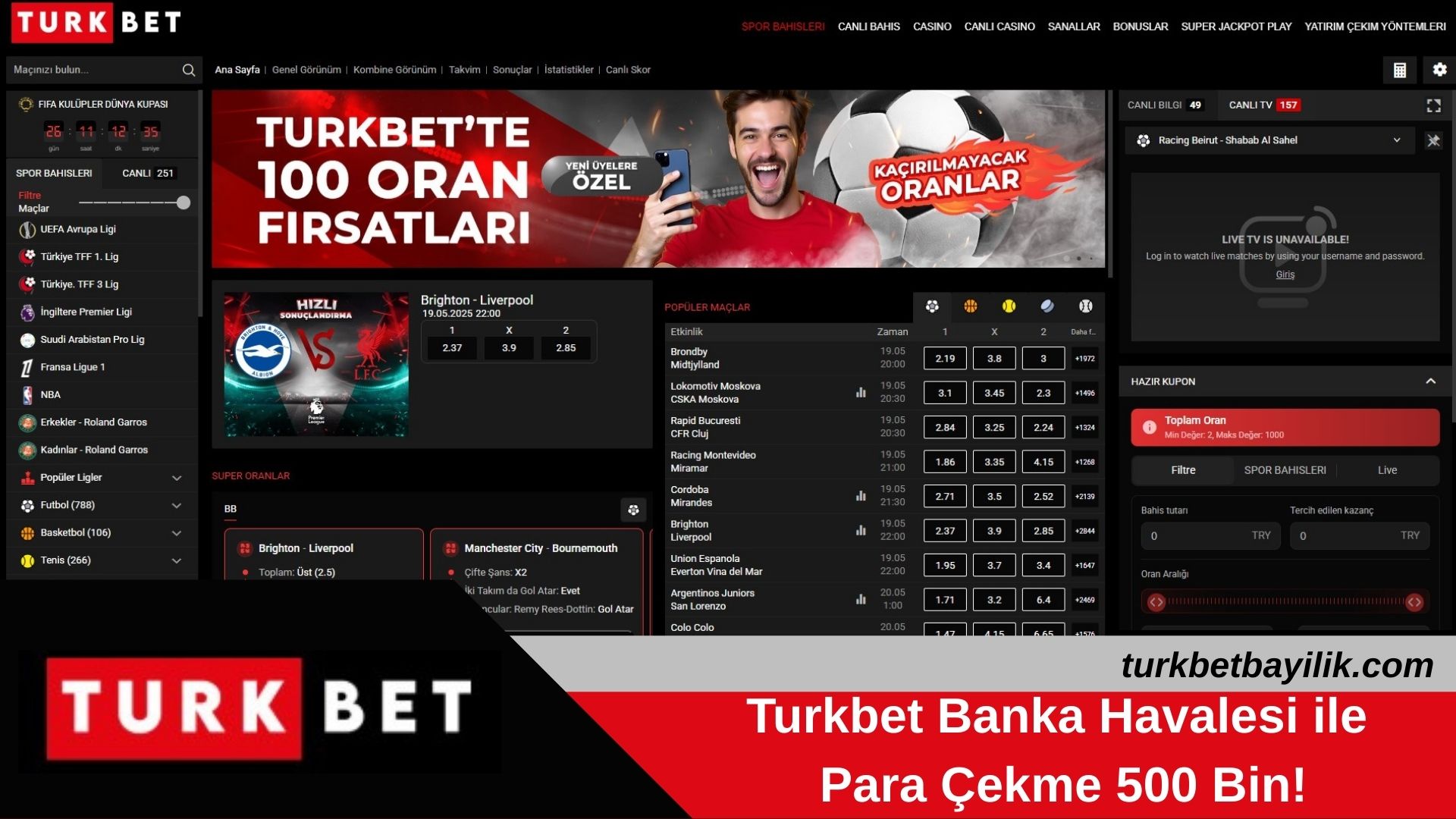 Turkbet Banka Havalesi İle Para Çekme 500 Bin TL